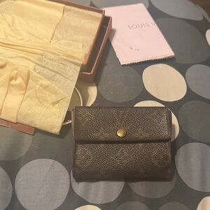 Louis Vuitton Brown Monogram Small Wallet with Gold Snap vintage